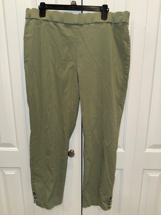 Emaline Pants - Emaline Olive Chino Ankle Pants with Button Hem‎